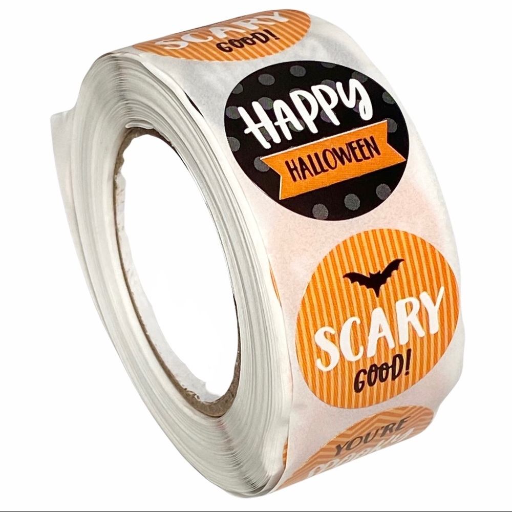 🎃 H Halloween Stickers 1" Round 500ct Labels 6 Designs Thank You